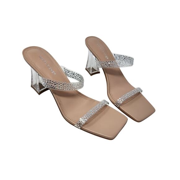 Marc Fisher Arlana Rhinestone Embellished Strap Lucite Heels Tan Size 9M - Picture 4 of 7